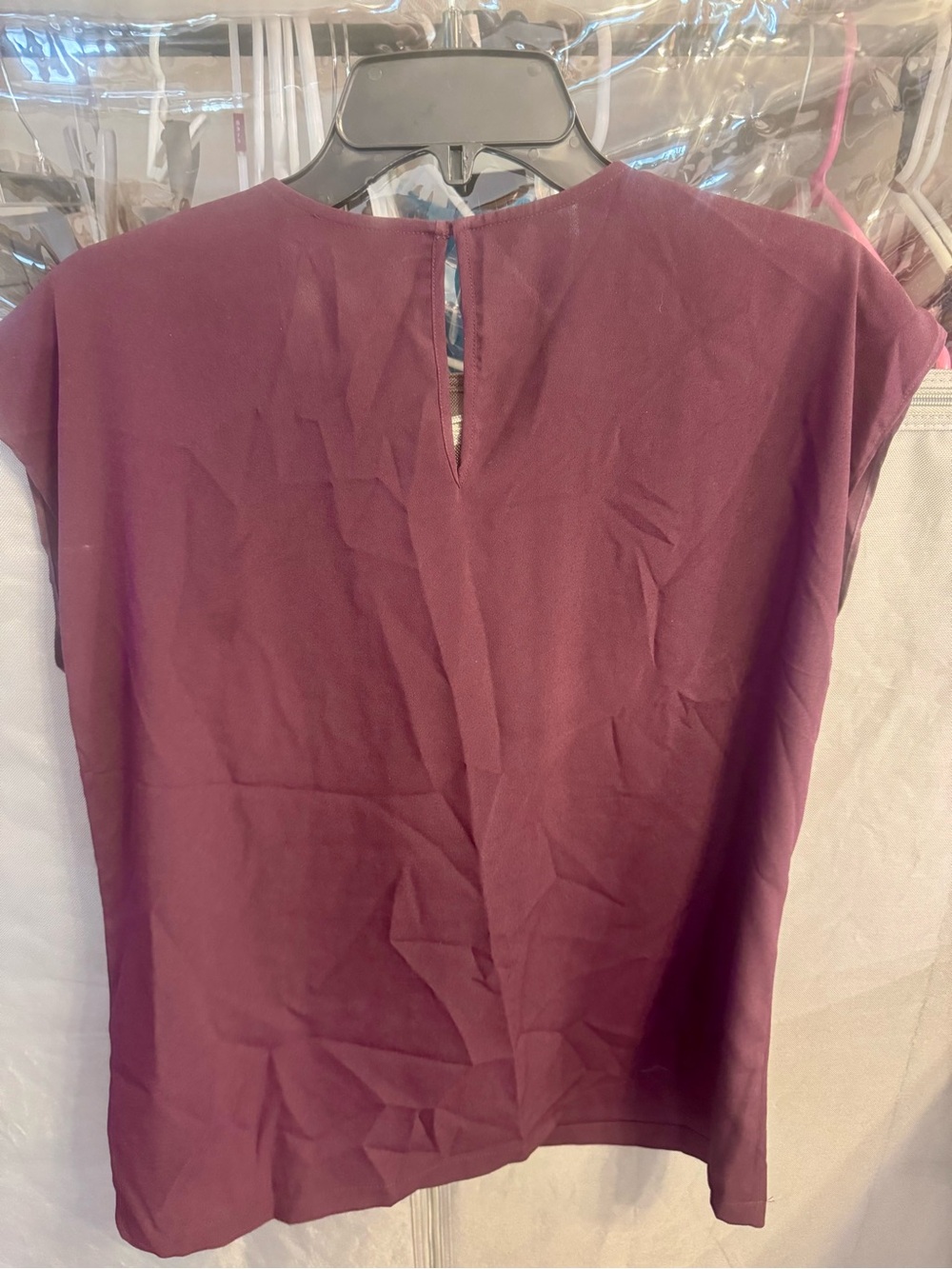 Dalia Women's Sleeveless V-Neck Top with Crystal Embellishment - Plum - Picture 2 of 5